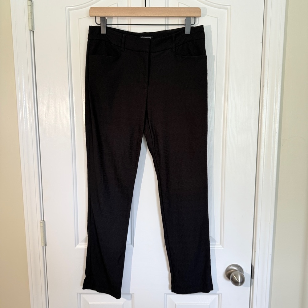 Mario Serrano Black Textured Women's Pants Business Casual Work Attire